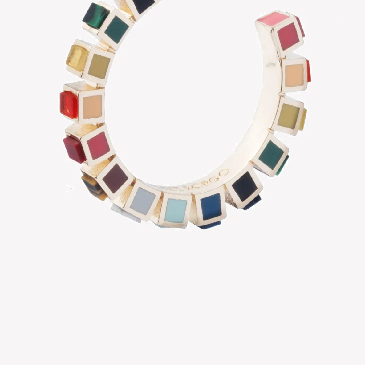 SMALL INLAID CUBE HOOPS - PRISM