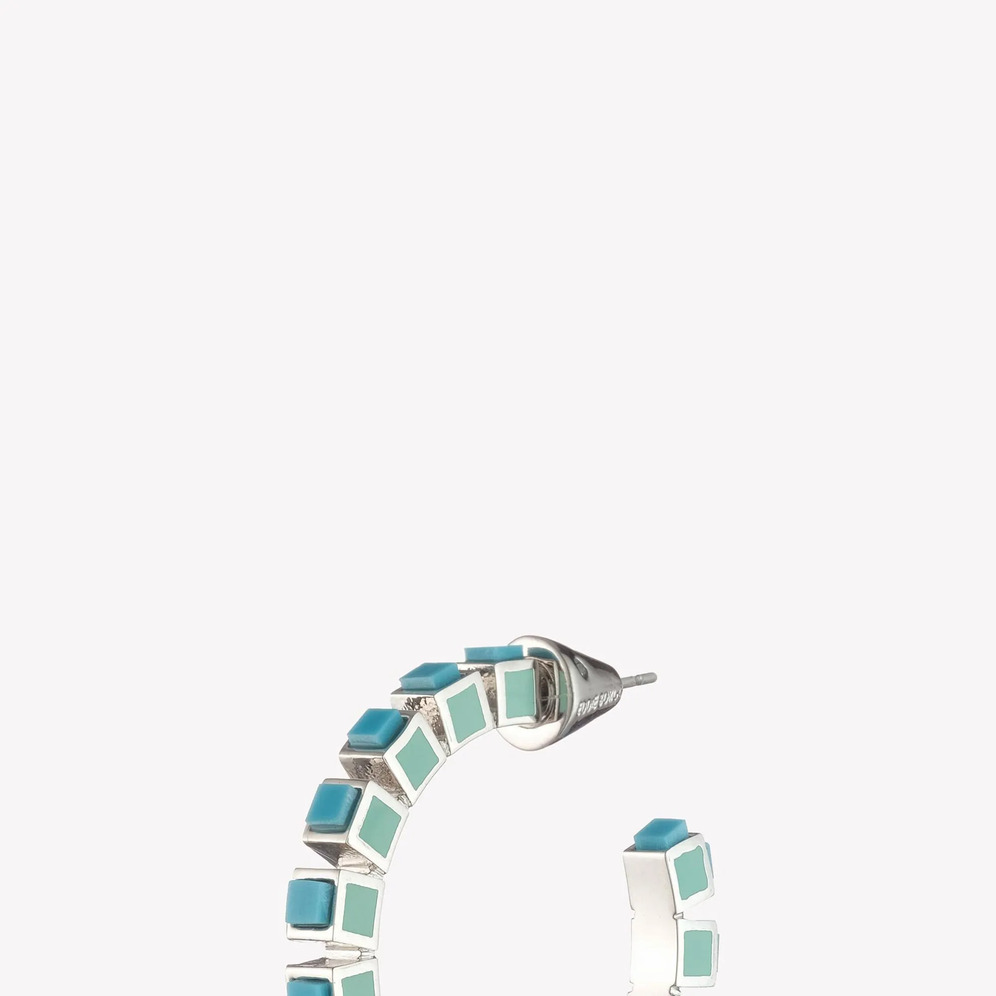 SMALL INLAID CUBE HOOPS - TURQUOISE