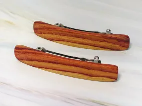 Small Tulipwood Rosewood wooden barrettes, wood hair clips - smallest size for fine hair