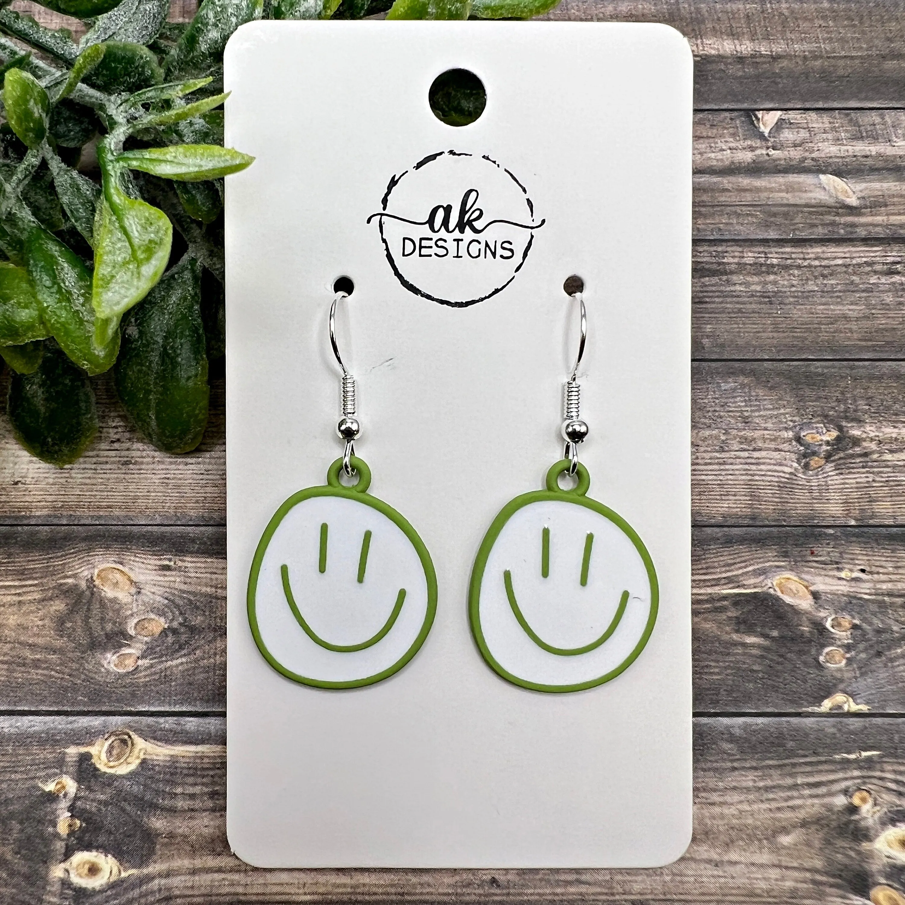 Smiley Face Irregular Shaped Happy Painted Enamel Hypoallergenic  Earrings, Smile Jewelry