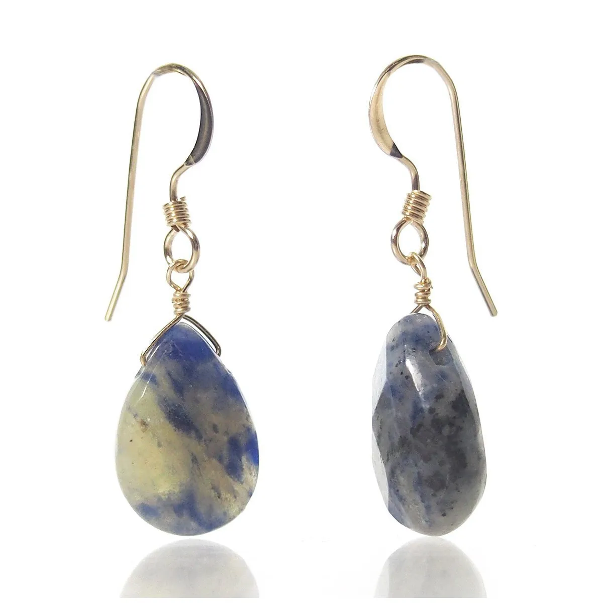 Sodalite Flat Drop Earrings with Gold Filled French Earwires