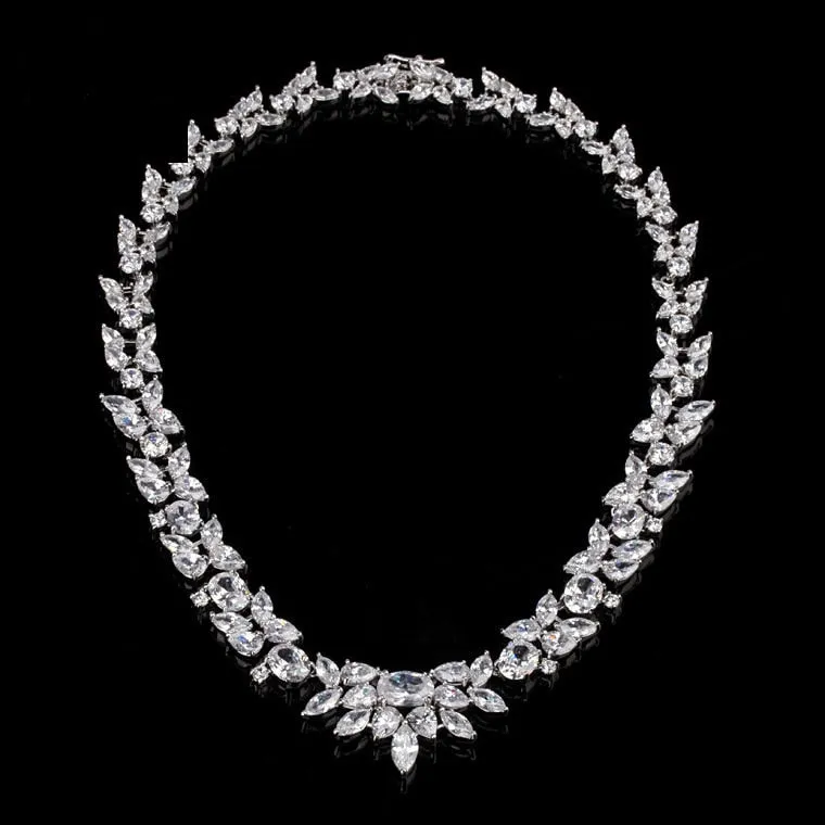 Sparkling Wedding Cubic Zirconia Necklace Set Bridal CZ  Jewelry Accessories