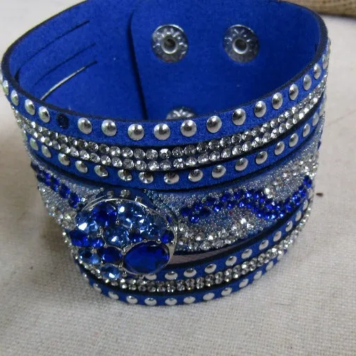 Sparkly Wide Leather Cuff Bracelet