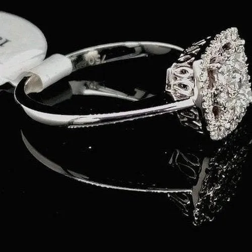 Square Halo Cluster Engagement Ring .50ct