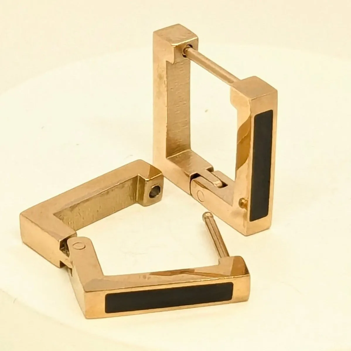 Square Hoop Earrings in Rose Gold Finish