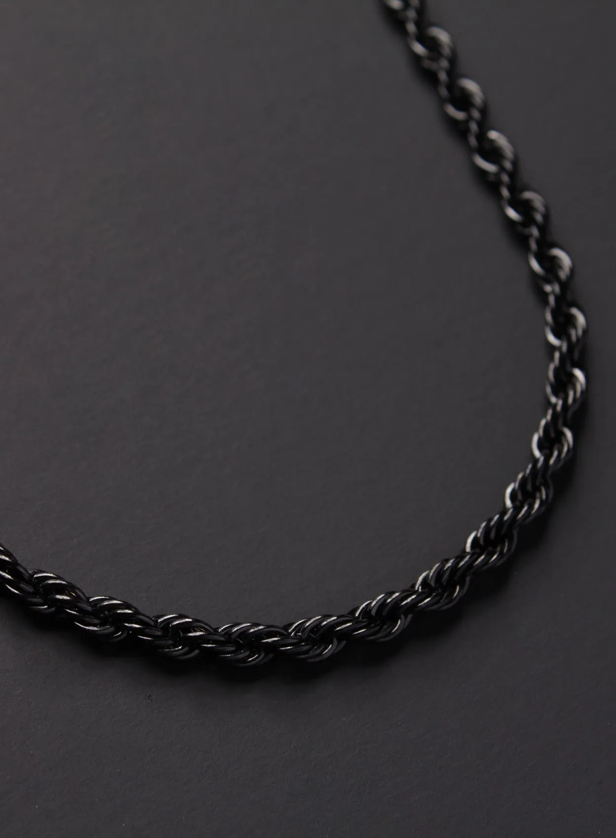 Stainless steel black rope chain necklace for men