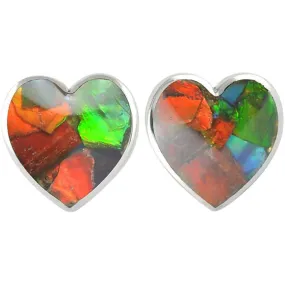 Starborn Ammolite Heart Sterling Silver Post Earrings