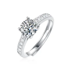 Sterling Silver 1ct Lab-Grown Moissanite Pave Engagement Ring