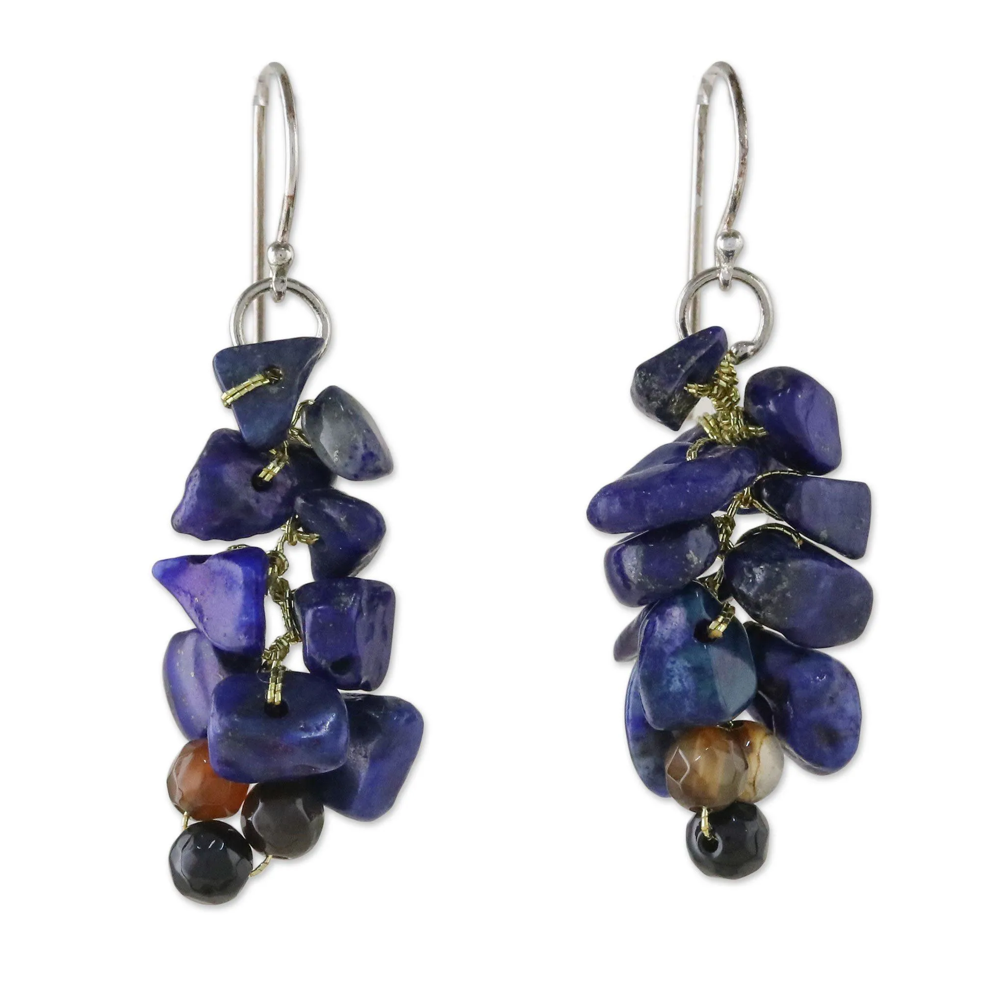 Sterling Silver Agate Beaded Earrings