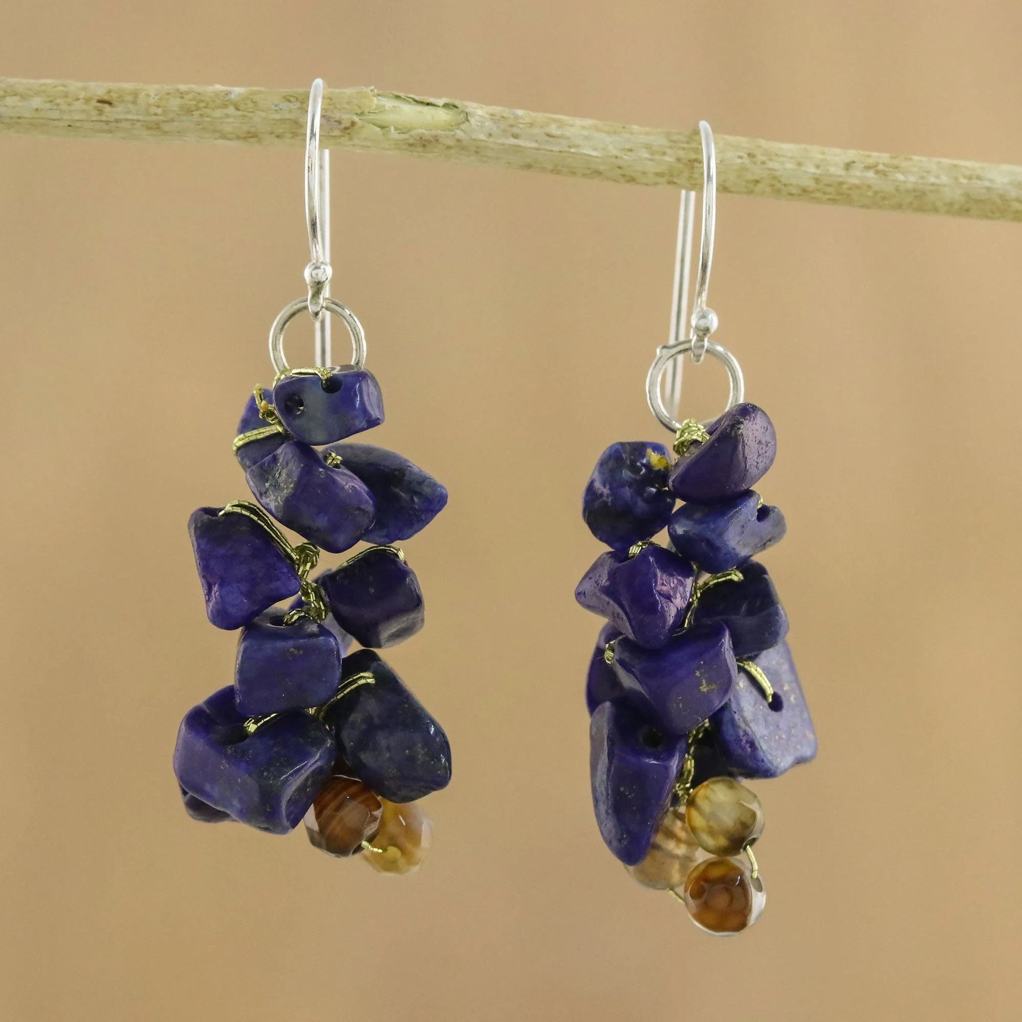 Sterling Silver Agate Beaded Earrings