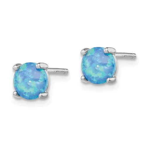 Sterling Silver Blue Opal Pendant & Earrings Set