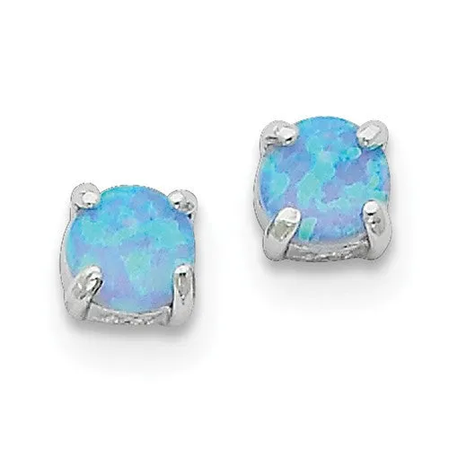 Sterling Silver Blue Opal Pendant & Earrings Set