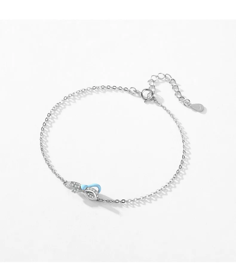 Sterling Silver Bow Bracelet with Zircon Detail