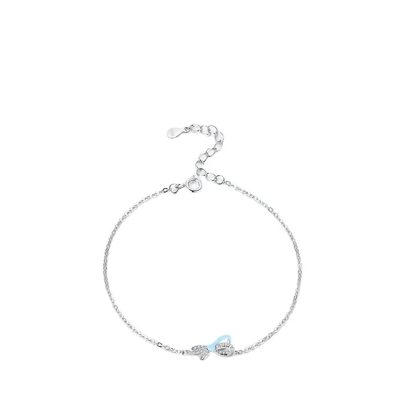 Sterling Silver Bow Bracelet with Zircon Detail