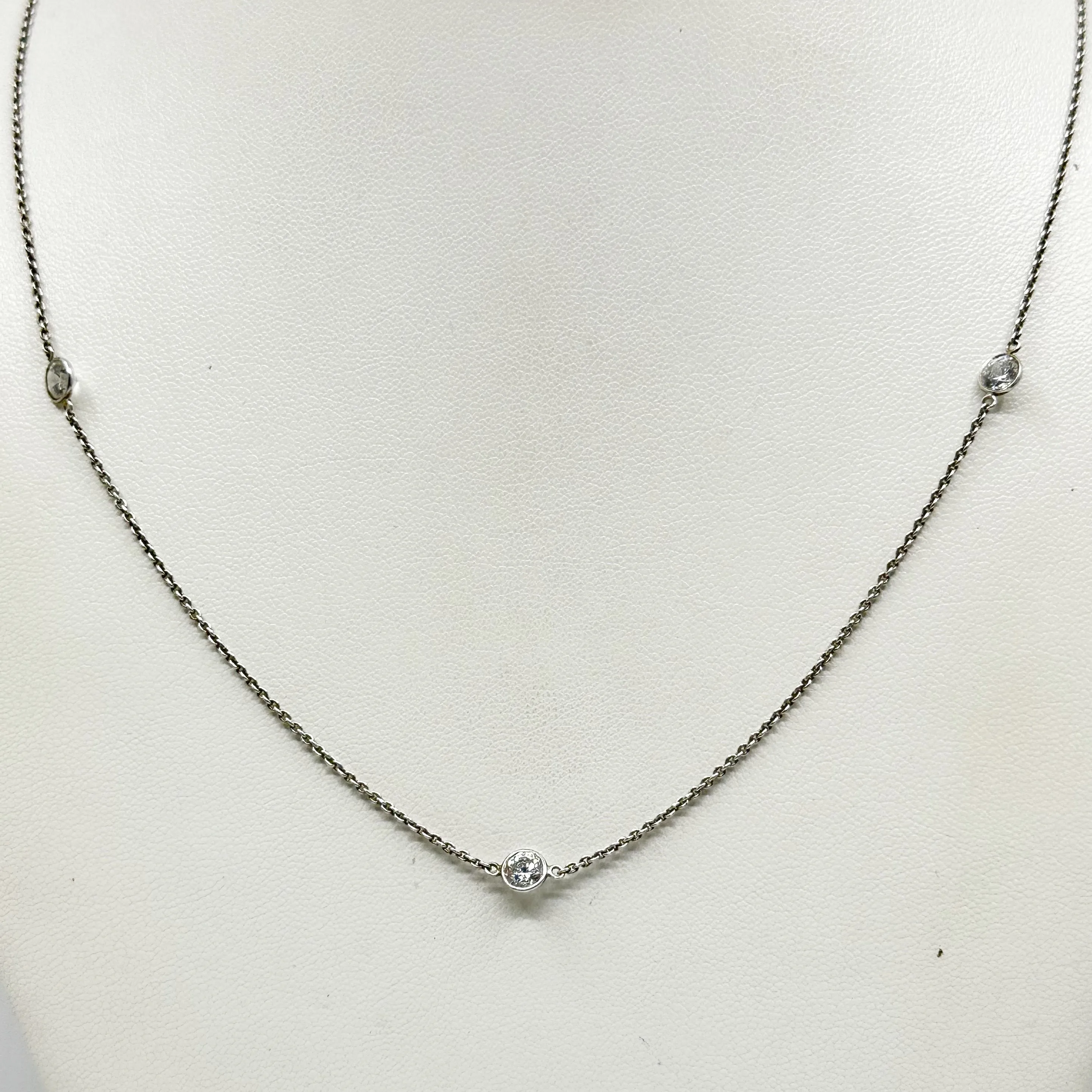 Sterling silver cubic zirconia by the yard chain necklace GM108