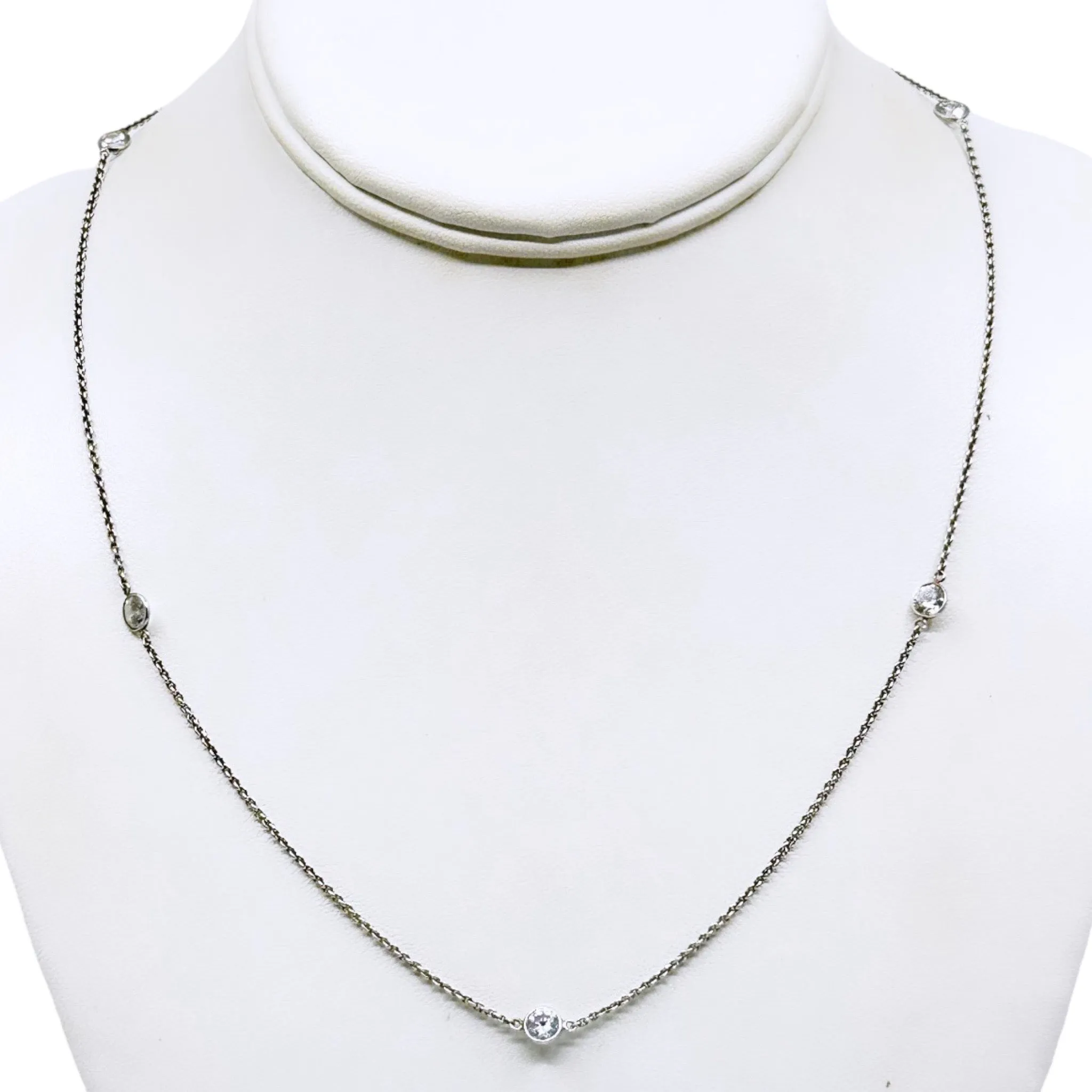 Sterling silver cubic zirconia by the yard chain necklace GM108