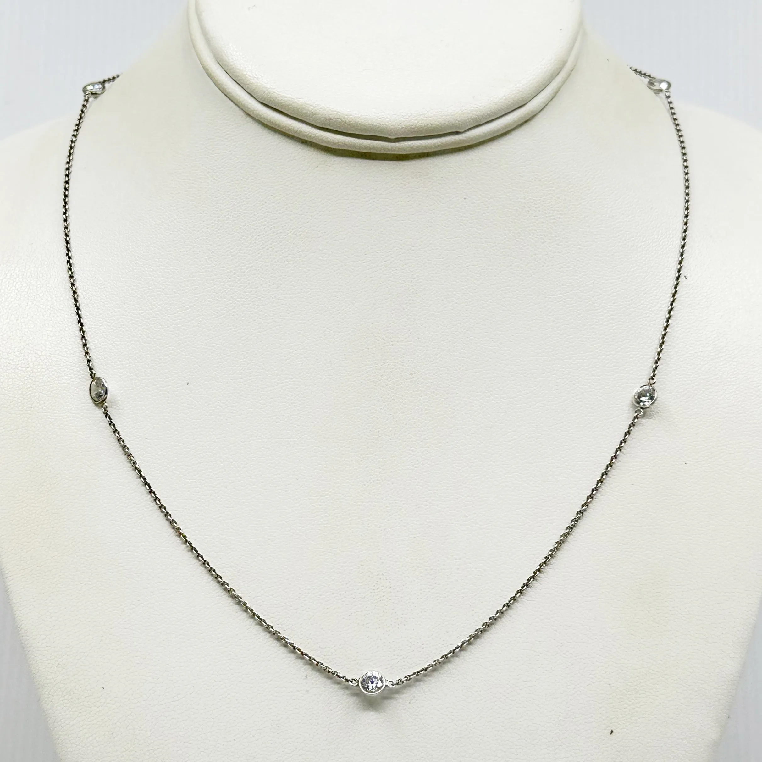 Sterling silver cubic zirconia by the yard chain necklace GM108