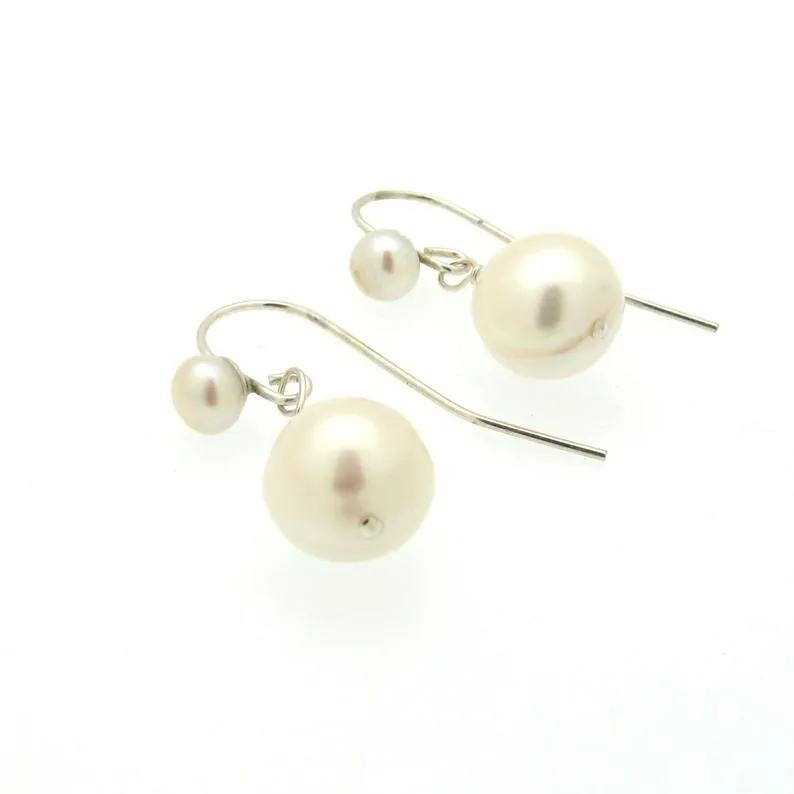 Sterling Silver Dangle Pearl Earrings