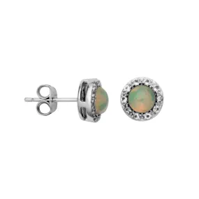 Sterling Silver Ethiopian Opal & White Topaz "Dazzle" Studs