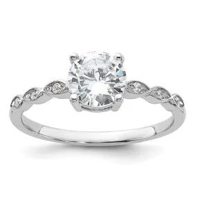 Sterling Silver Fancy CZ Band Engagement Ring