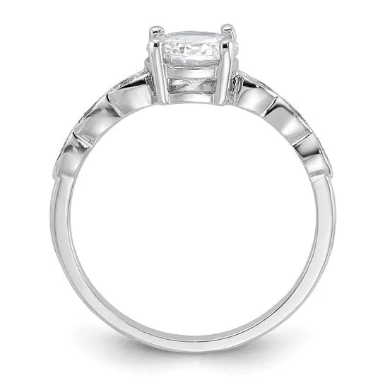 Sterling Silver Fancy CZ Band Engagement Ring