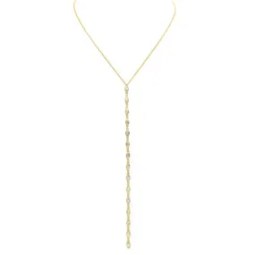 Sterling Silver Gold Plated Clear CZ Lariat Necklace