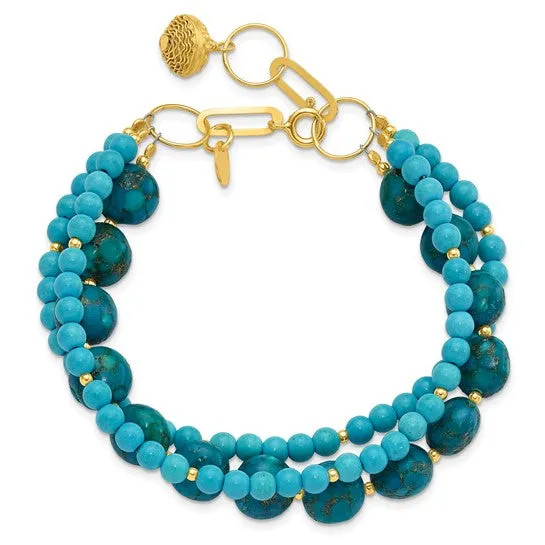 Sterling Silver Gold-plated Recon Zircon and Turquoise Bracelet