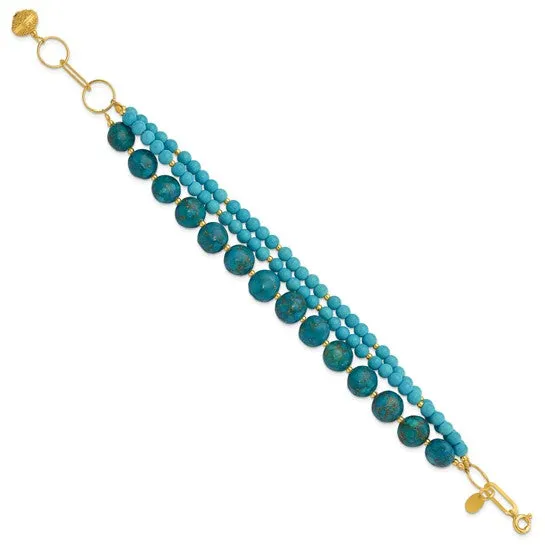 Sterling Silver Gold-plated Recon Zircon and Turquoise Bracelet