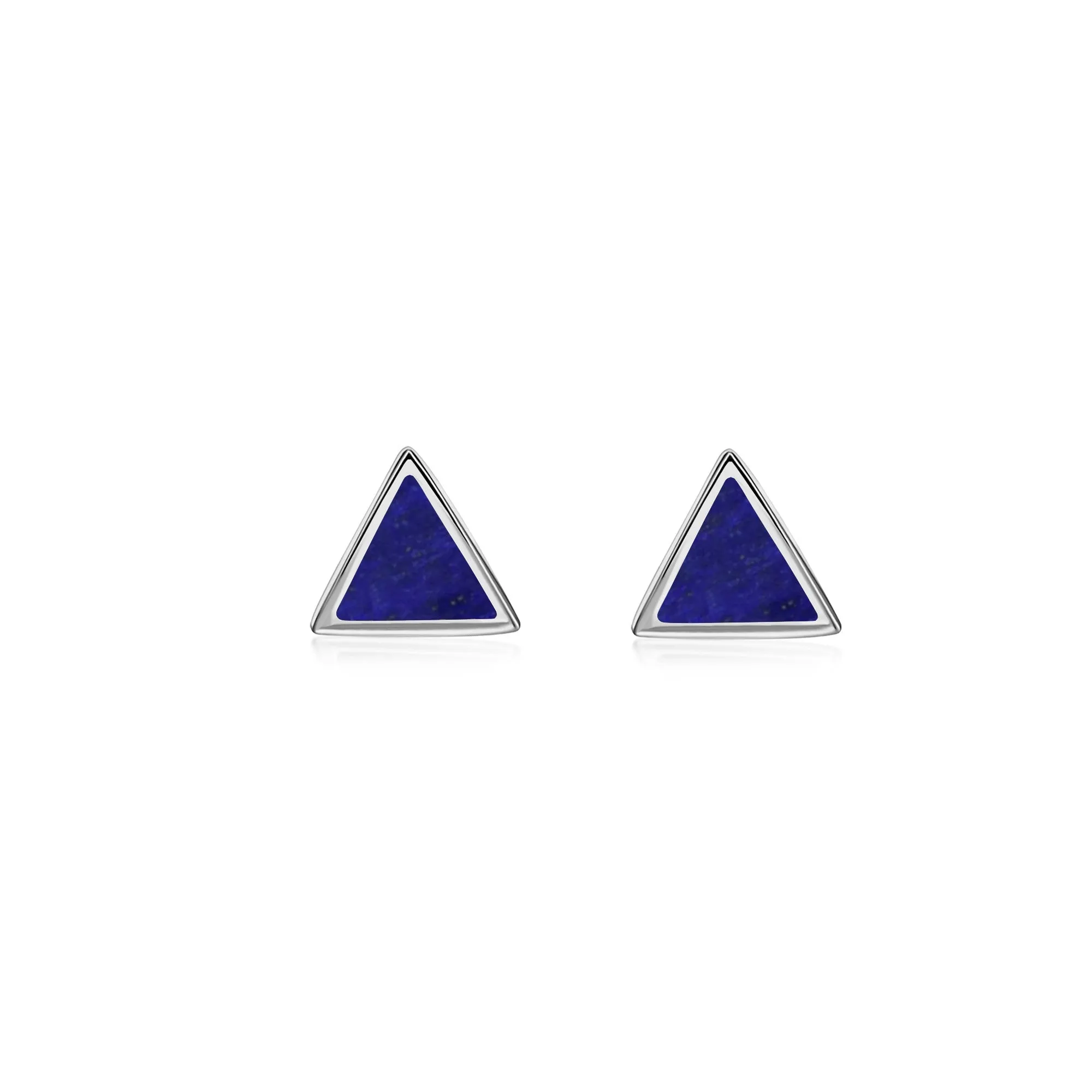 Sterling Silver Lapis Lazuli Triangle Stud Earrings