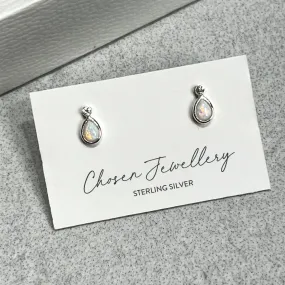 Sterling silver opal teardrop and crystal earrings