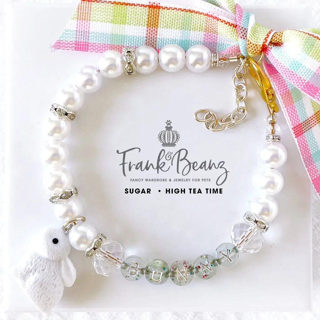 Sugar the Bunny Pearl Dog Necklace Collar Fancy Easter Pet Necklace