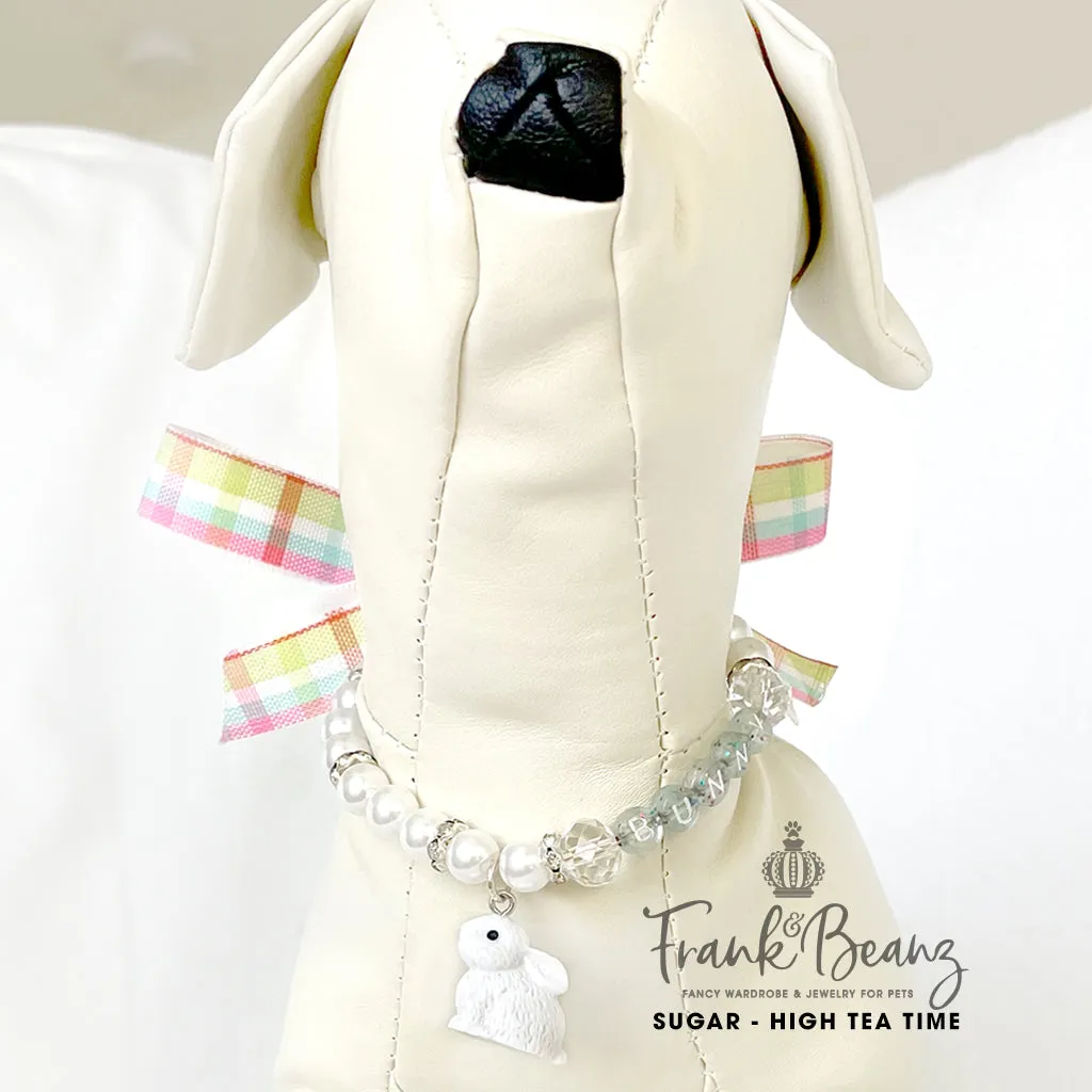 Sugar the Bunny Pearl Dog Necklace Collar Fancy Easter Pet Necklace