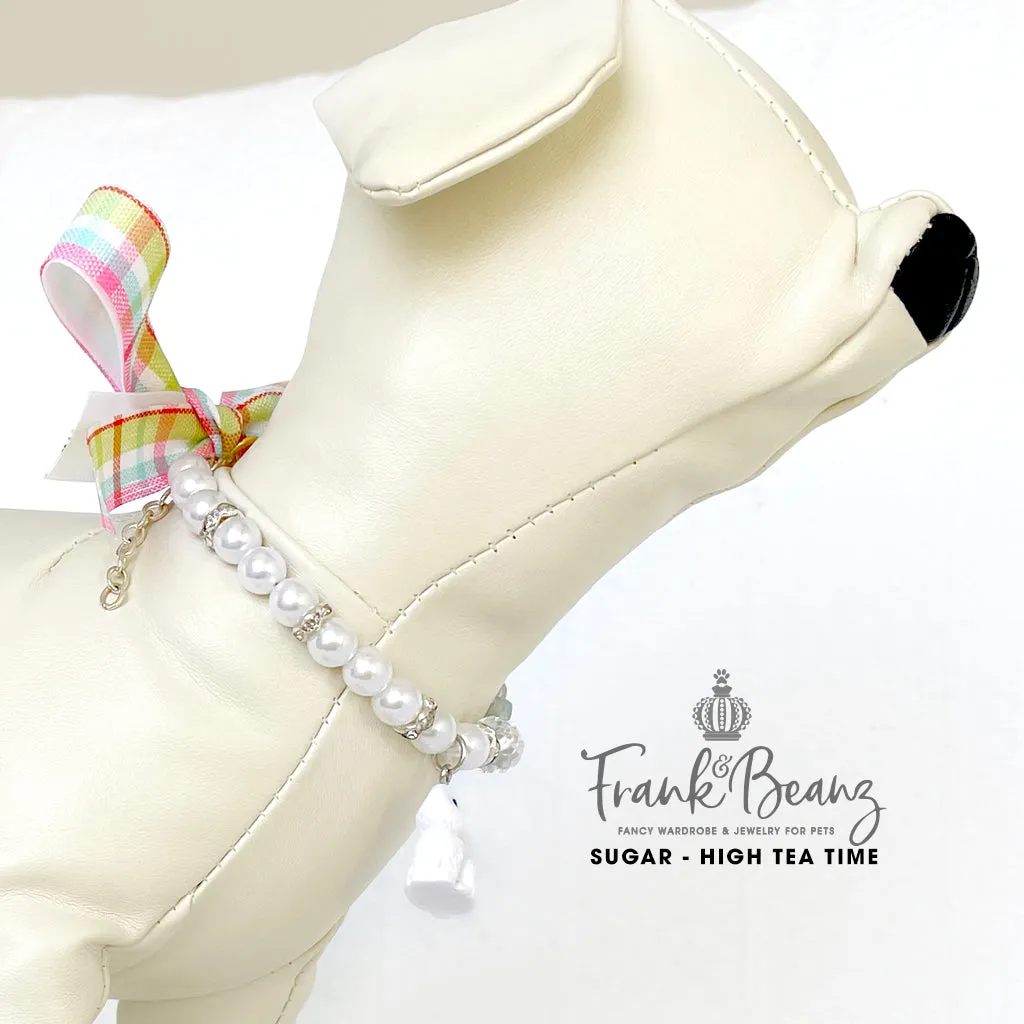 Sugar the Bunny Pearl Dog Necklace Collar Fancy Easter Pet Necklace