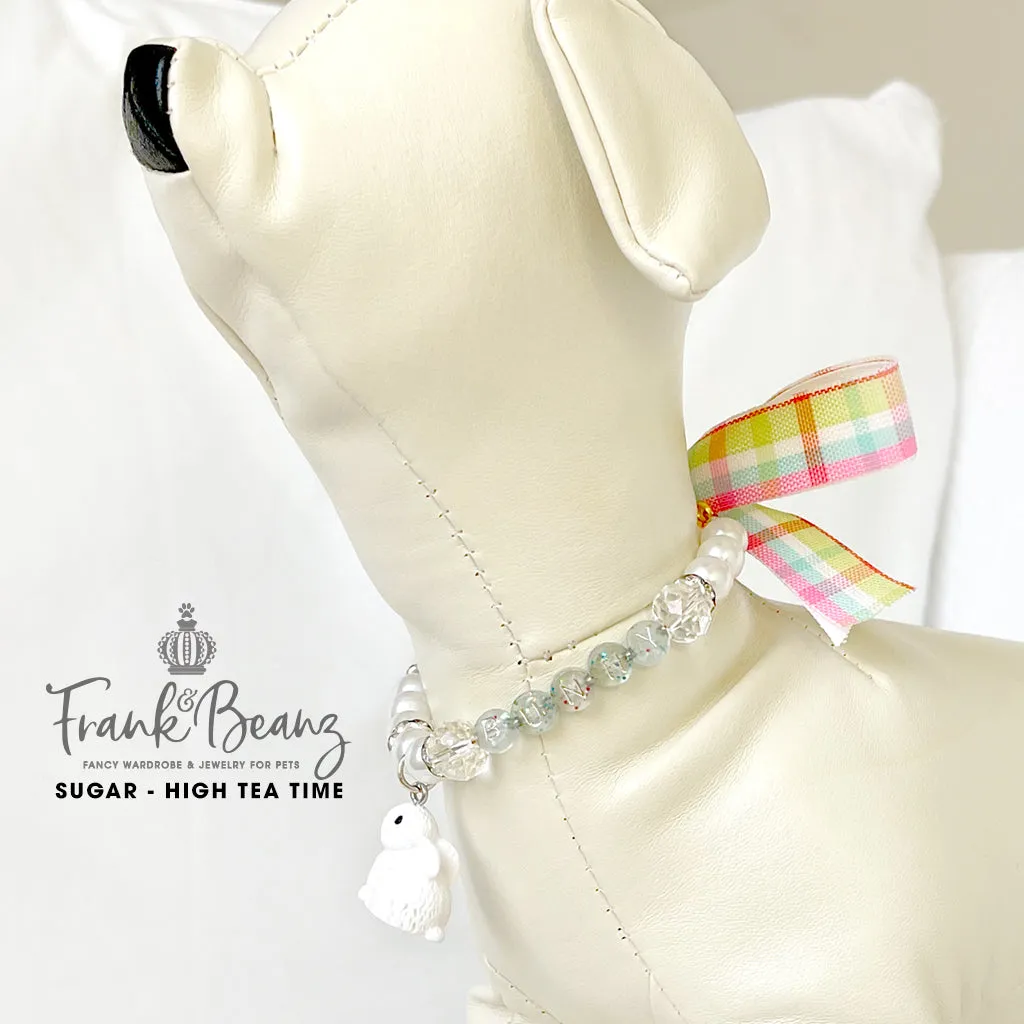 Sugar the Bunny Pearl Dog Necklace Collar Fancy Easter Pet Necklace