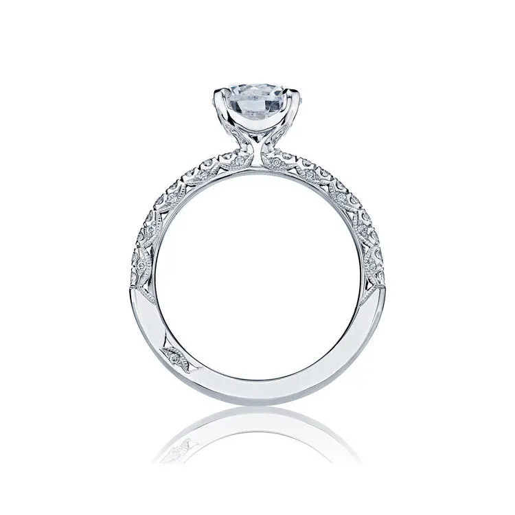 Tacori Petite Crescent Solid Bottom 18K White Gold Diamond Engagement Ring HT2545RD7W