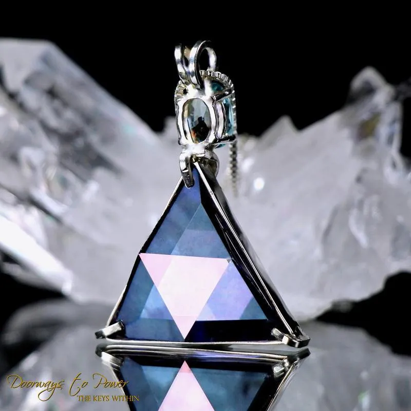 Tanzan Aura & Blue Zircon Star of David Pendant