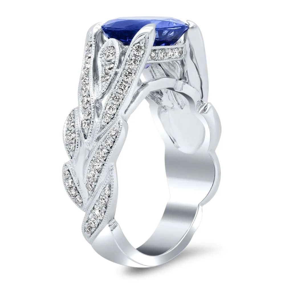 Tanzanite and Diamond Engagement Ring 18kt White Gold