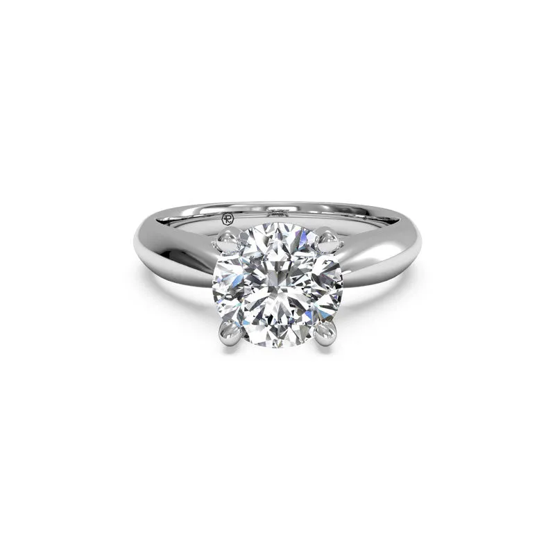 Tapered Cathedral Round Brilliant Diamond Engagement Ring