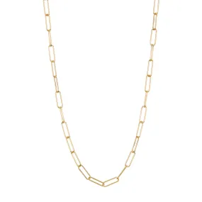 Tarnish Resistant 14k Gold Plated Paper Clip Oval Link Layering Necklace