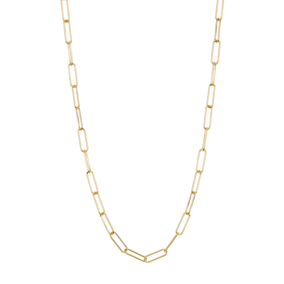 Tarnish Resistant 14k Gold Plated Paper Clip Oval Link Layering Necklace