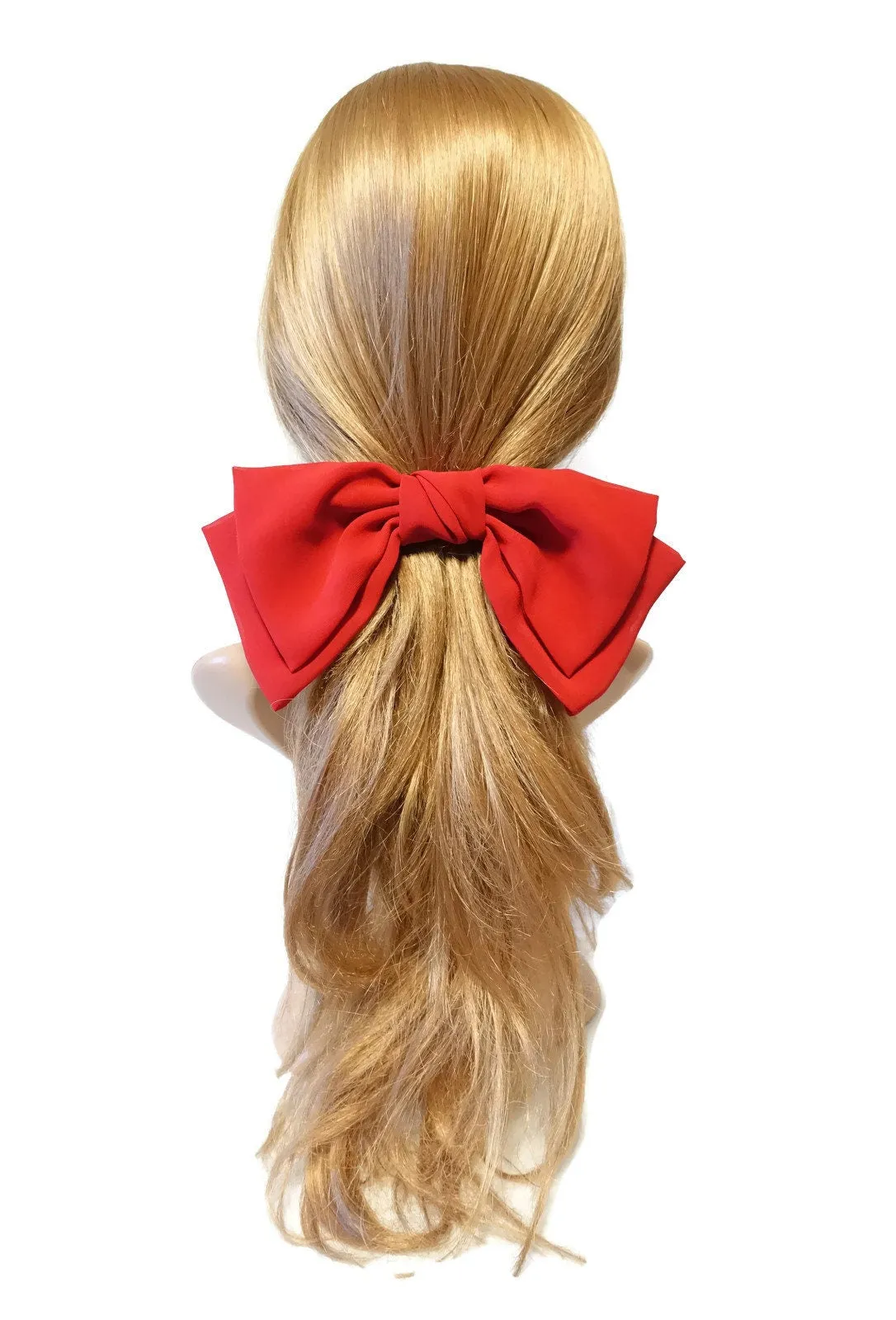 Texas chiffon bow french hair barrette big hair bow for Women