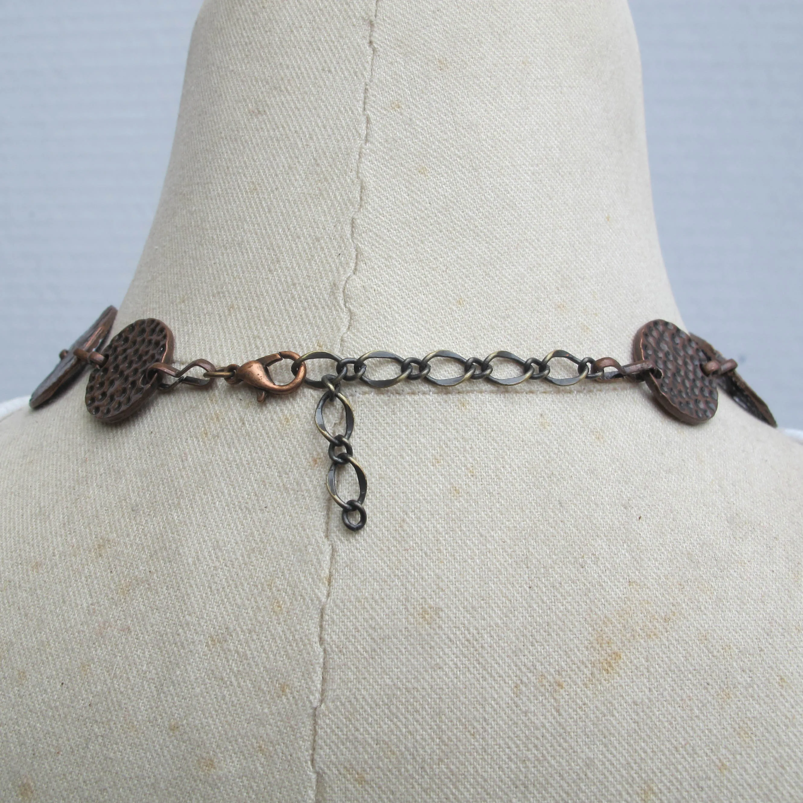 Textured Antique Copper Disc Necklace