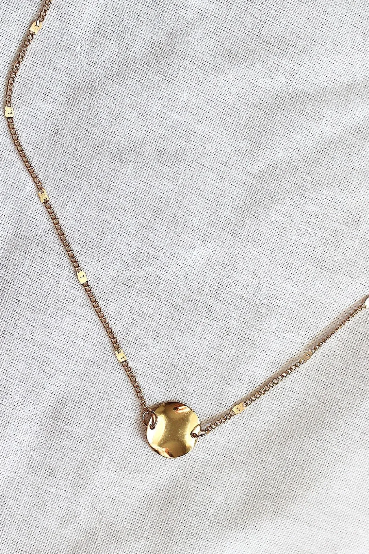 Thin Gold Disc Pendant Necklace