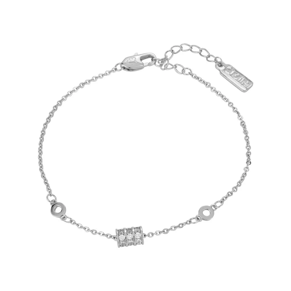 Three Row Zircon Ring Silver Bracelet for Women