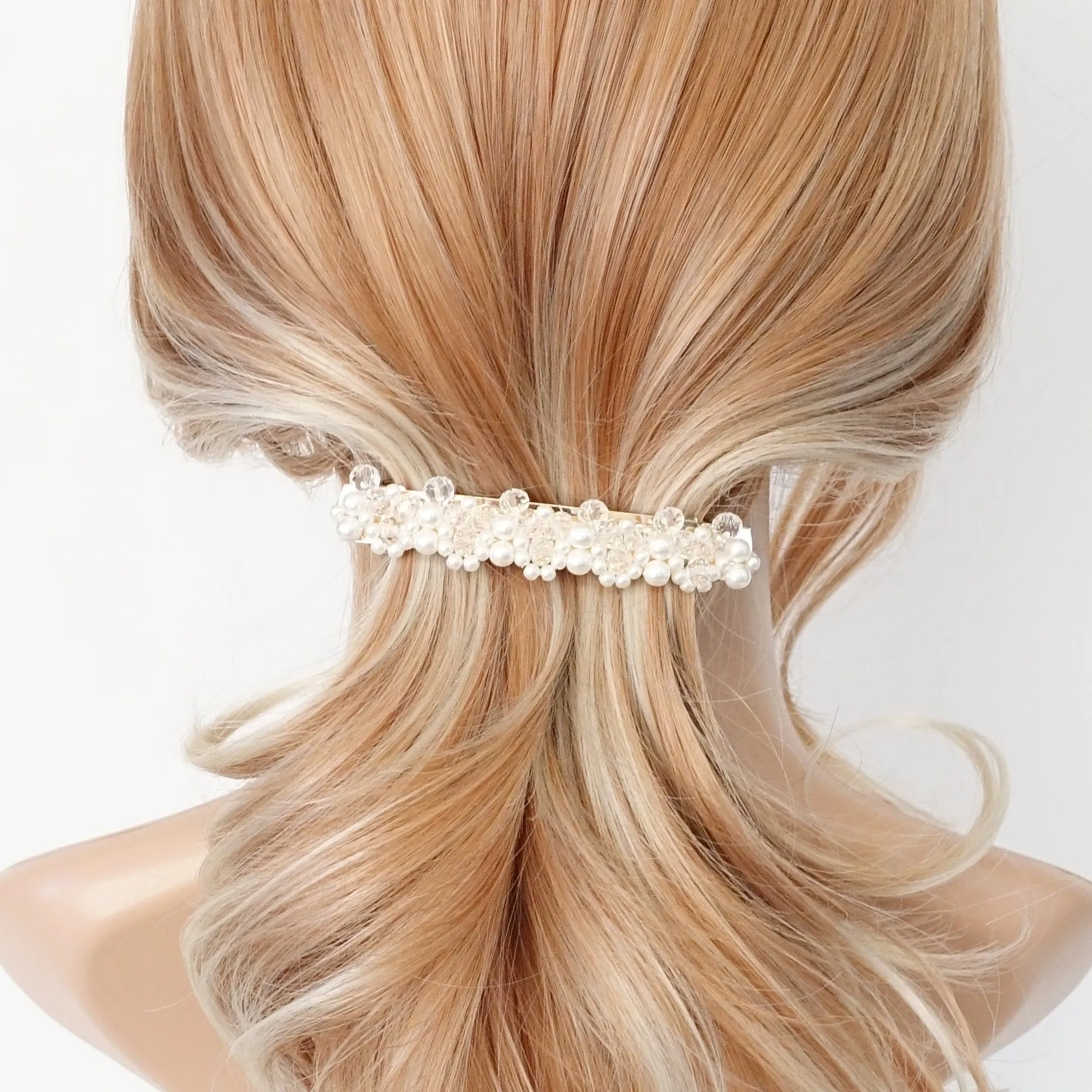 tiny pearl ball flower french hair barrette women hair accessory