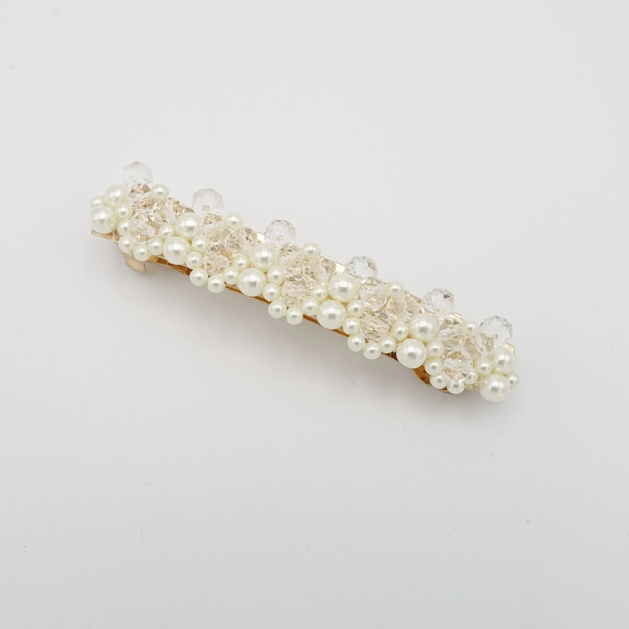 tiny pearl ball flower french hair barrette women hair accessory