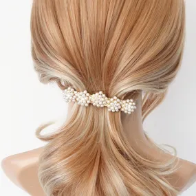 tiny pearl ball flower french hair barrette women hair accessory