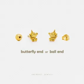 Tiny Unicorn Stud Earrings, Unisex, Gold, Silver SS707 Butterfly End, SS708 Screw Ball End (Type A) LR