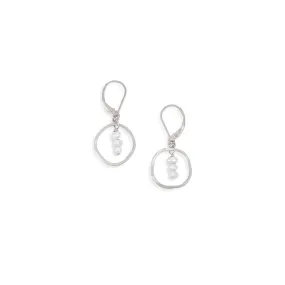 Treble Three Pearls Earrings in Sterling Silver