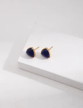 Triangular Lapis Lazuli Stud Earrings